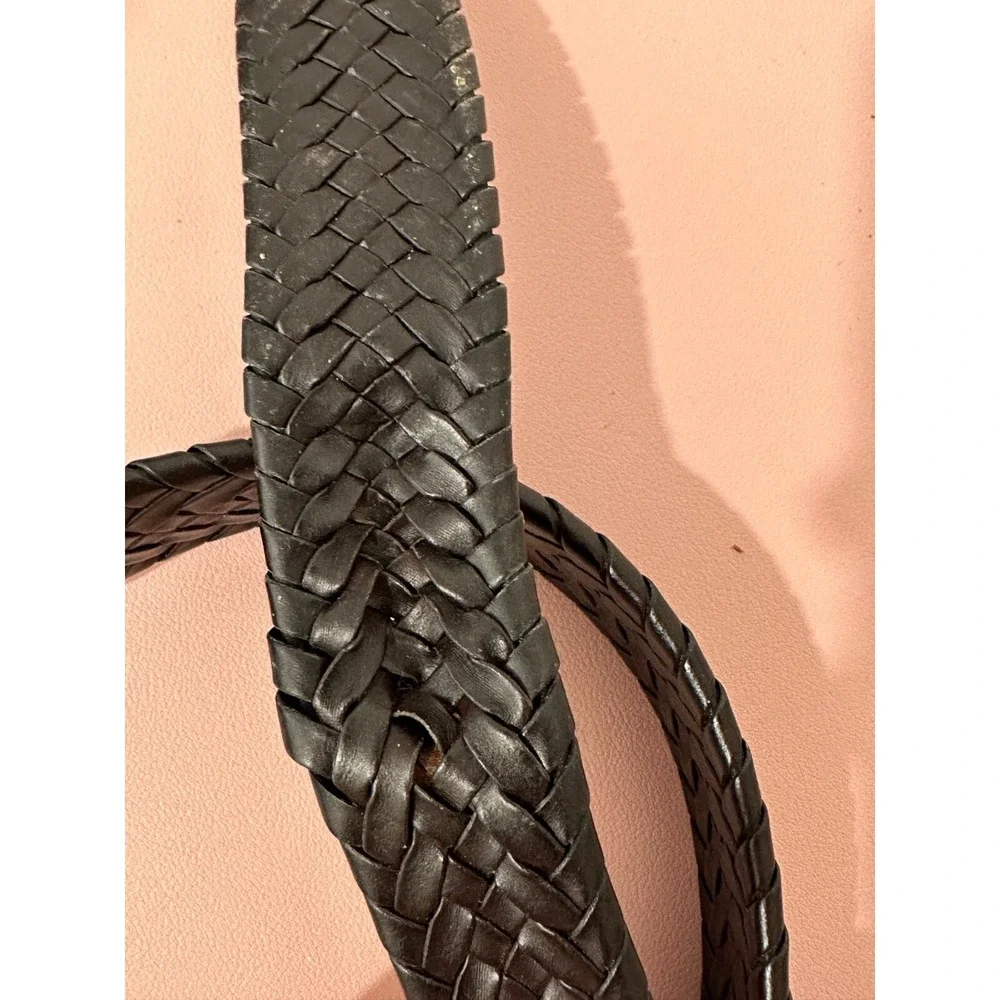 Wrangler Woven Leather Belt Black Brown Mens Adjustable 48